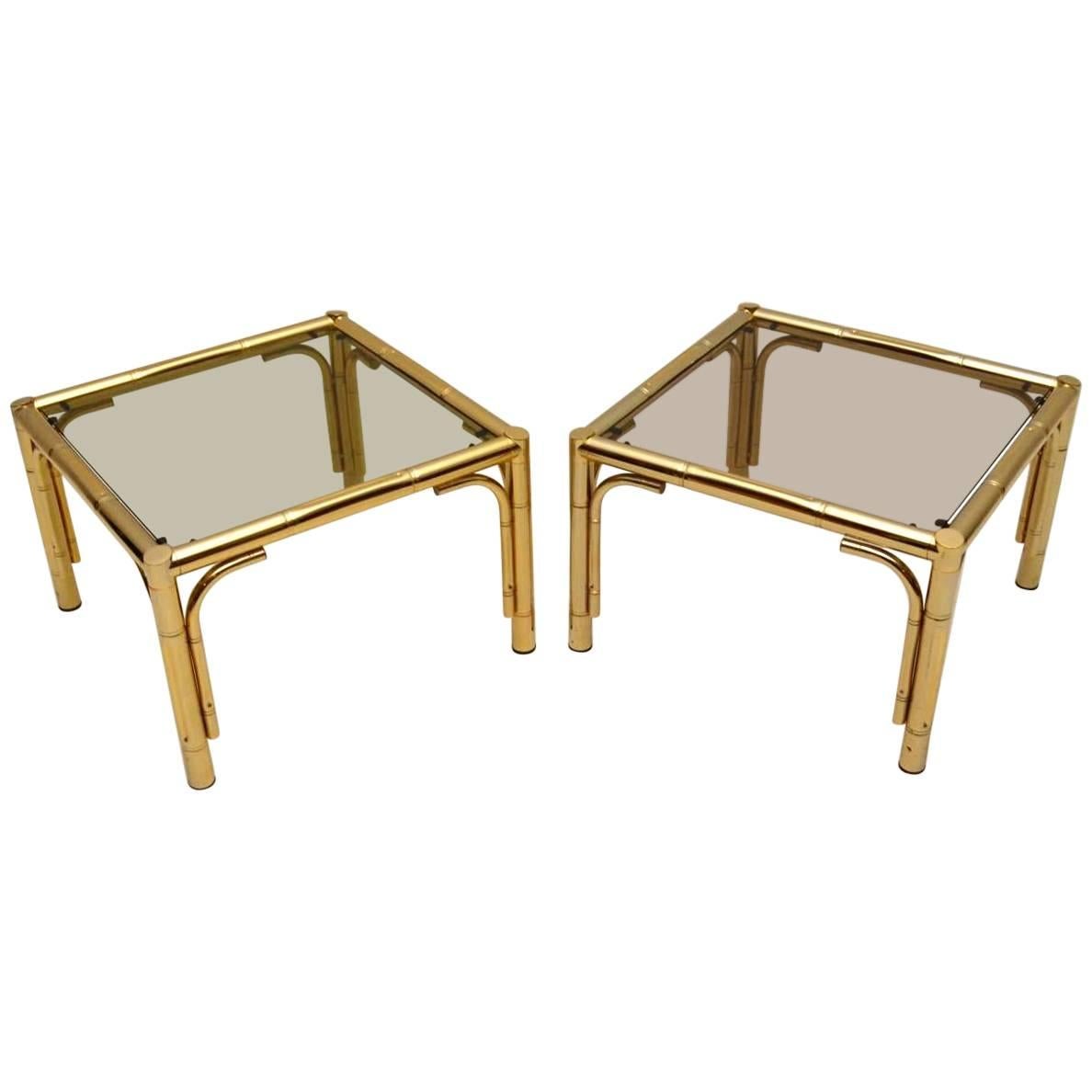Pair of 1970s Vintage Brass Side Tables