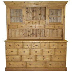 Very Large Solid Pine 28-Drawer Vintage Merchants Welsh Dresser Bank of Drawers