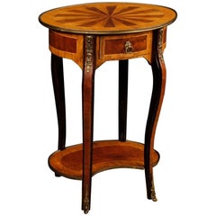 20th Century French Inlaid Side Table with Bronzes