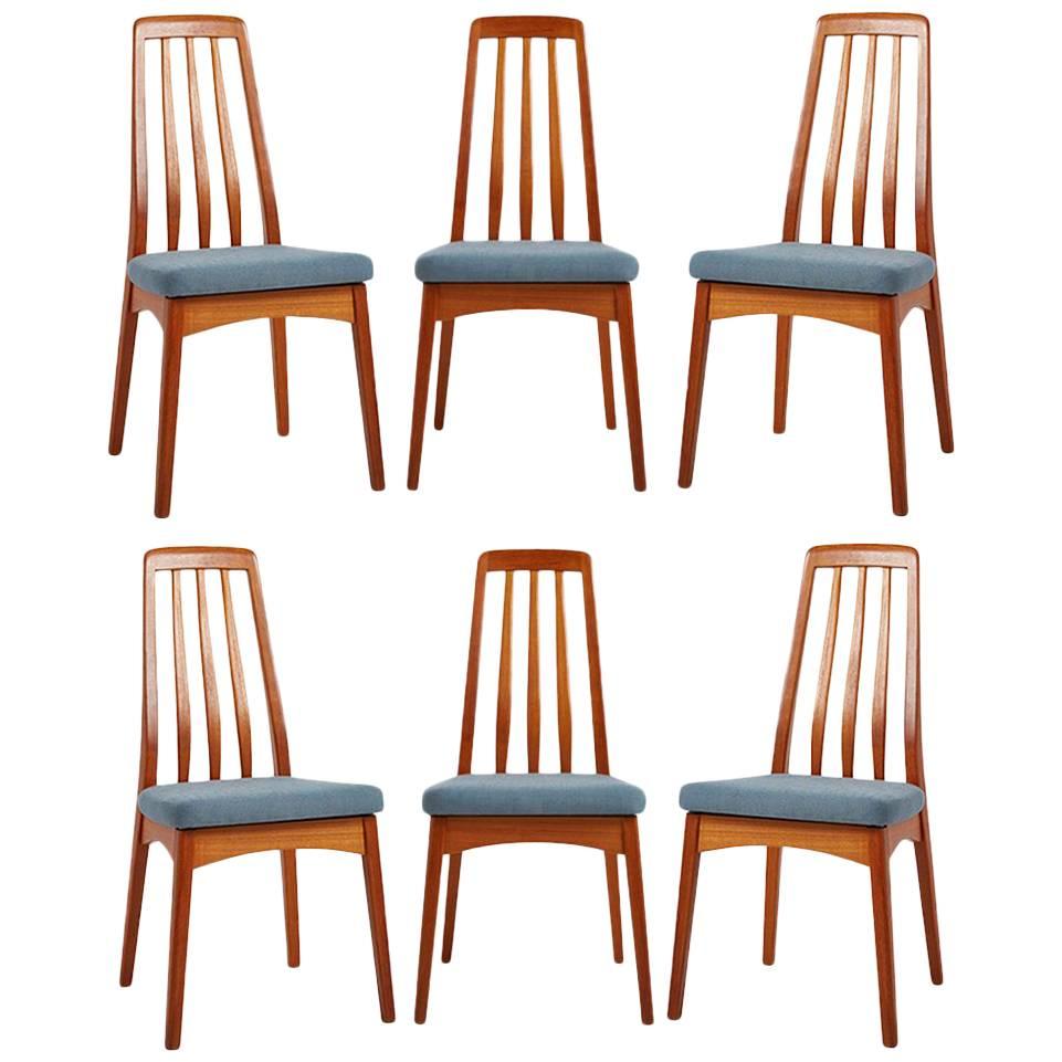 Six Koefoed Hornslet Dining Chairs with Reupholstered Cushions, circa 1960s For Sale