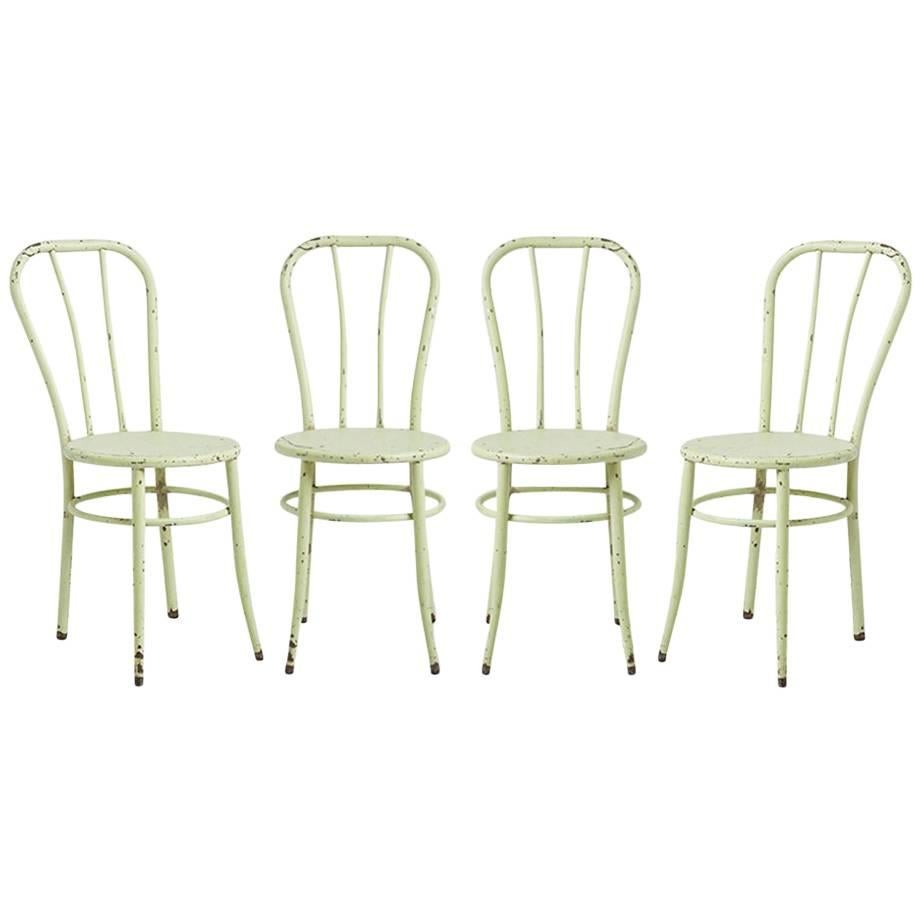 Set of Four Mint Green William V. Willis Operating Room Chairs, circa 1910s For Sale