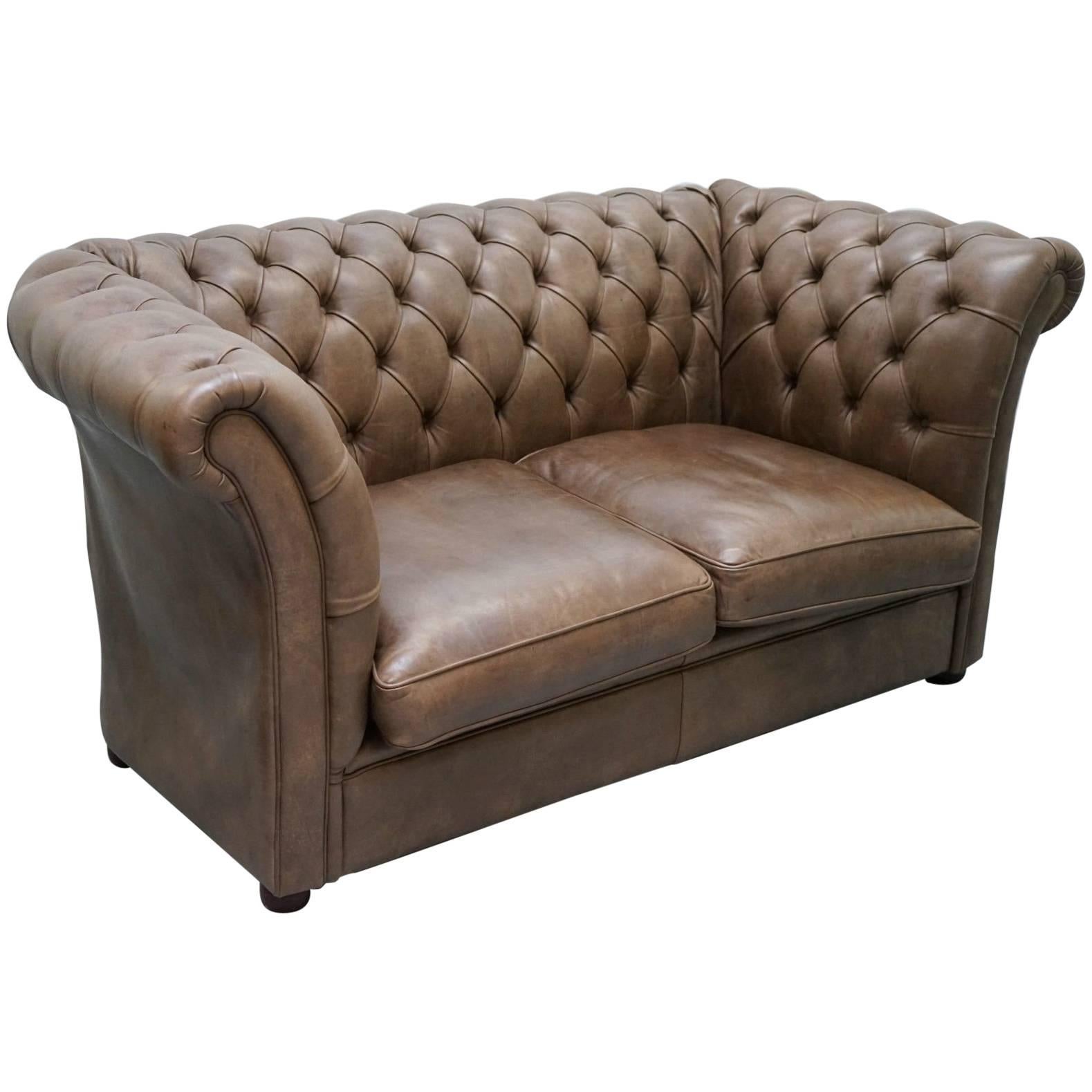 Rare Handmade Chesterfield Very Tall Club Sofa Luxury Leather