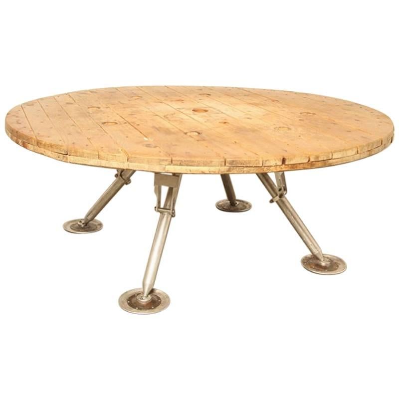 Cable Spool Top Table with Satellite Legs For Sale