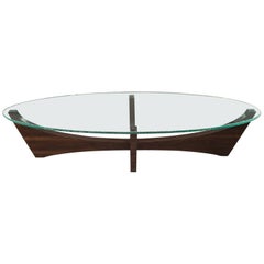 Surfboard Shaped Glass and Ebony Cocktail Table by Gregory Clark