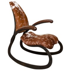 Patinated Steel and Cowhide Rocker by Gregory Clark