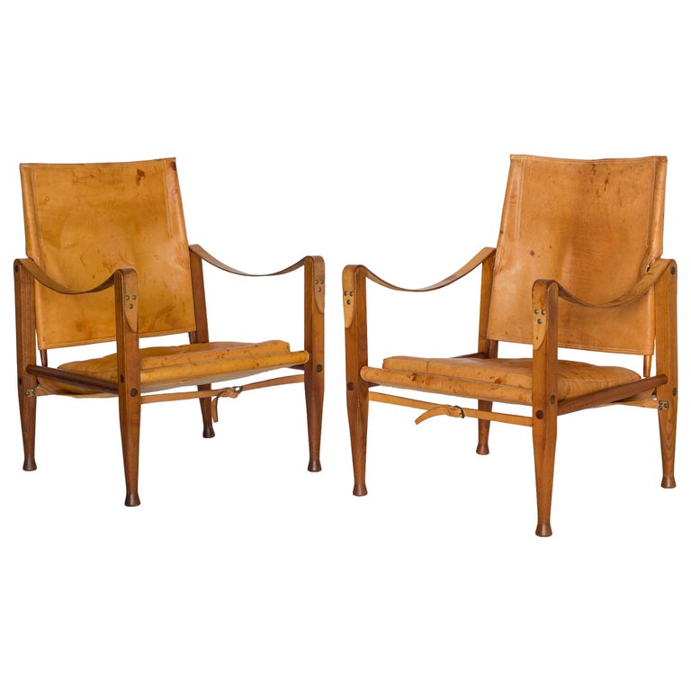 Pair of Kaare Klint 'Safari Chairs' for Rud. Rasmussen For Sale at 1stdibs