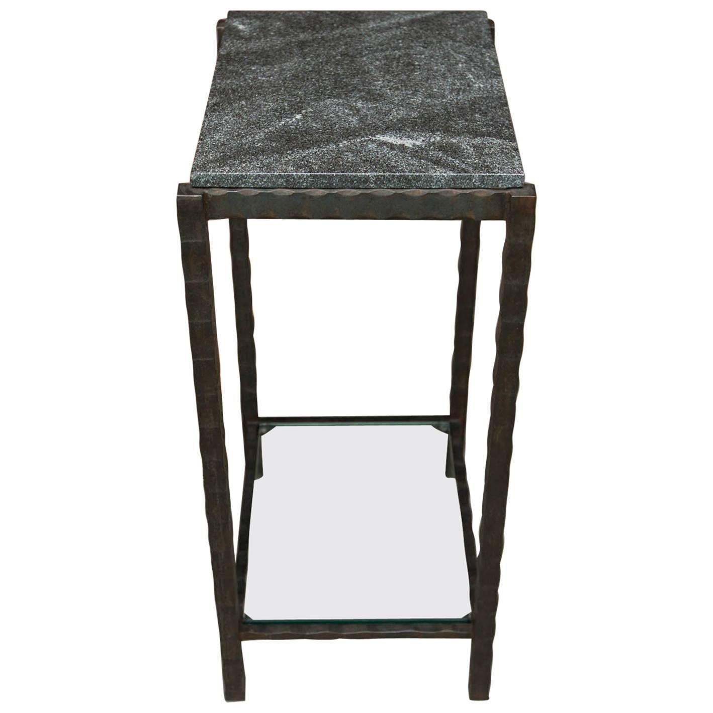 Hand-Forged Steel and Granite Side Table by Gregory Clark