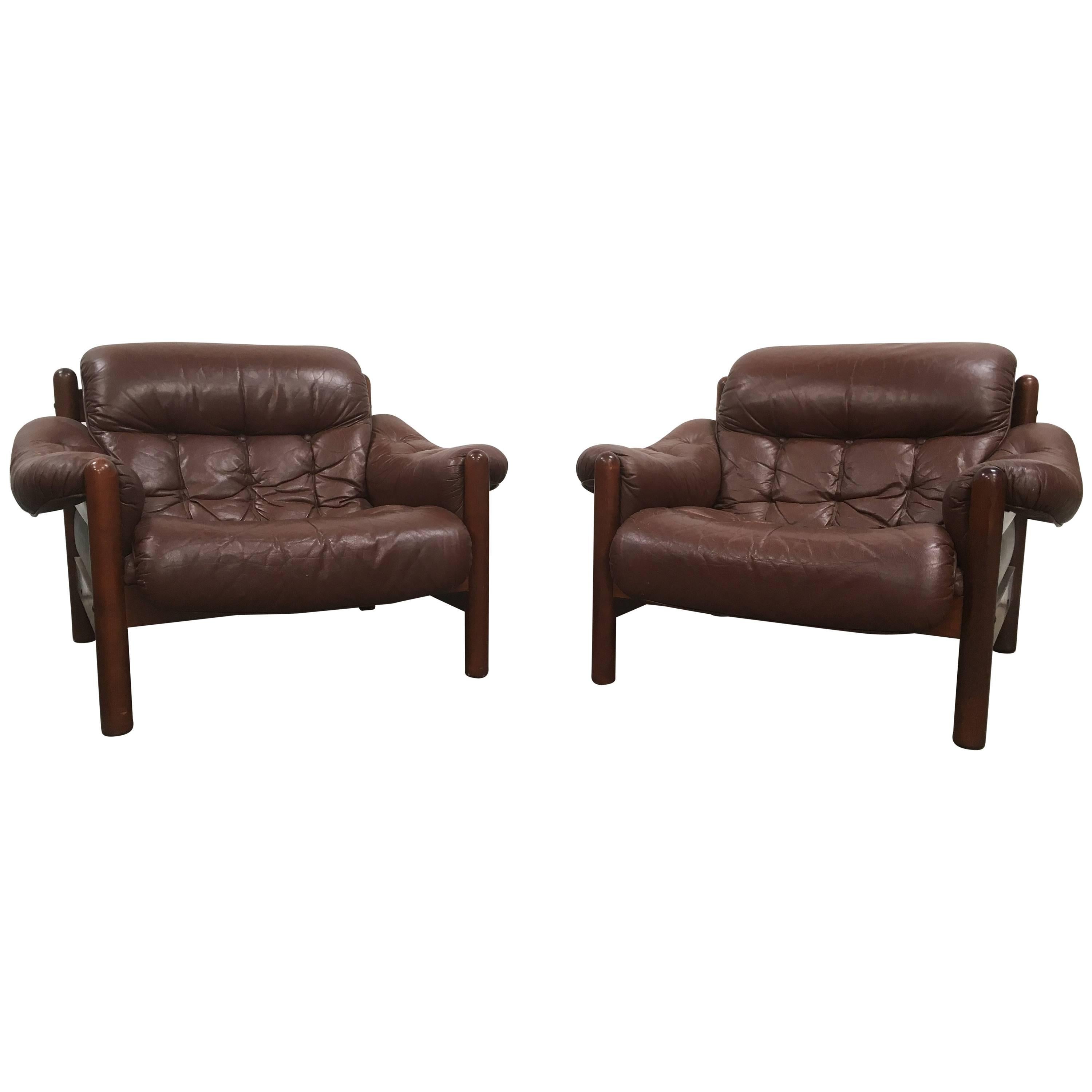 Pair of Göte Möbler Swedish Lounge Chairs