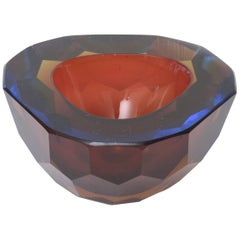 Italian Murano Sommerso Geode Glass Bowl