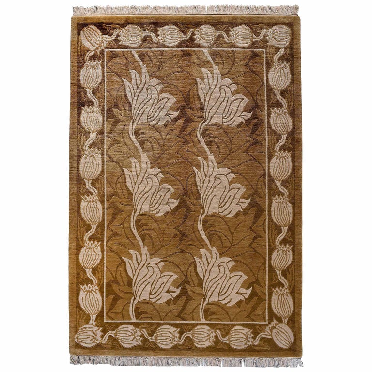 Gold Floral Rug For Sale at 1stDibs