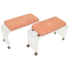 Pair of Mid-Century Modern Waterfall Lucite Benches