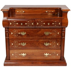 Exotic Antique Chest of Drawers with Brass Inlay