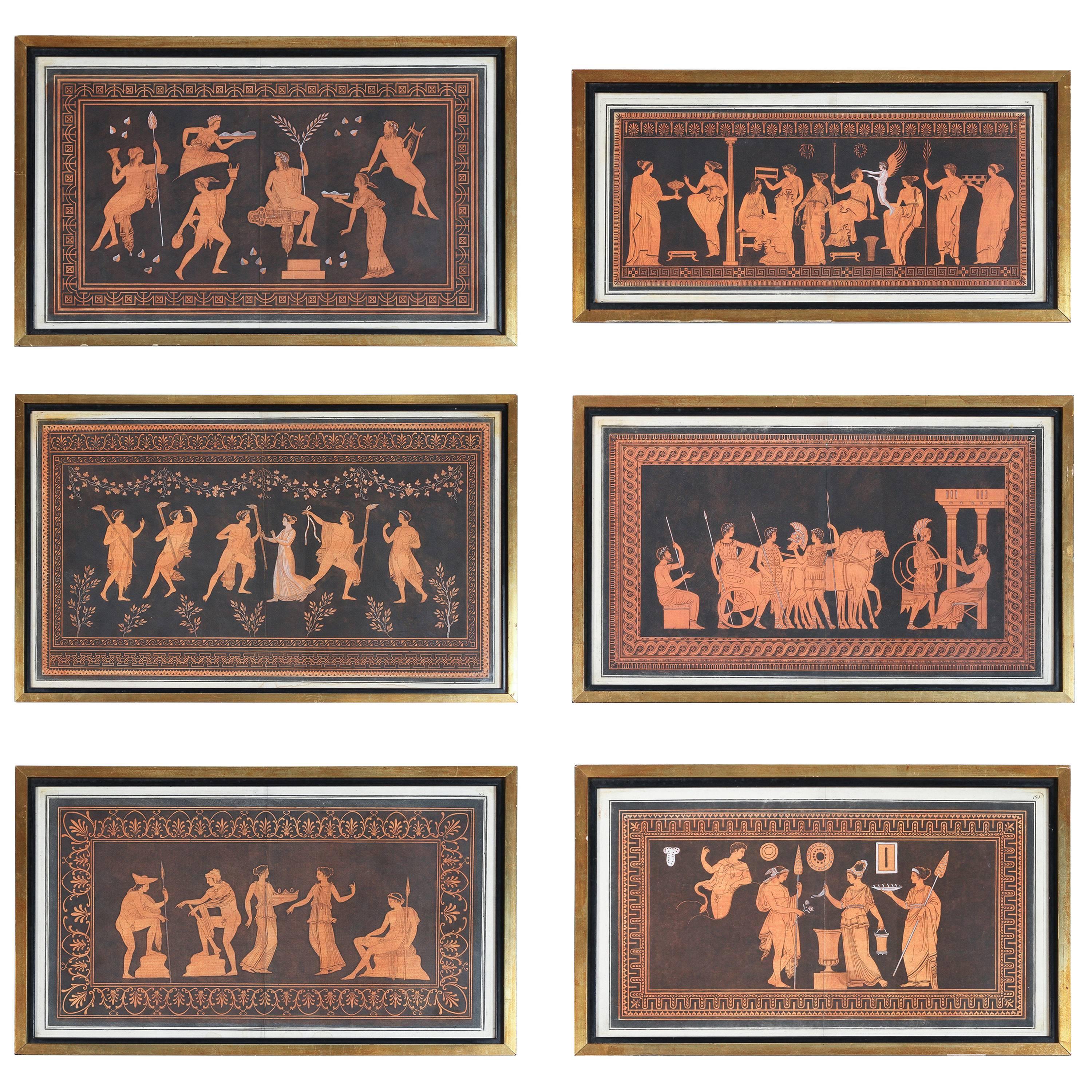 18th Century Set of Six Printed Engravings of Classical Motifs For Sale