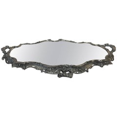 19th Century French Cast Silvered Bronze Mirrored Plateau 19th Century French Cast Silvered Bronze Mirrored Plateau