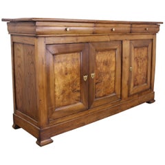 Antique French Walnut Enfilade with Burr Panels