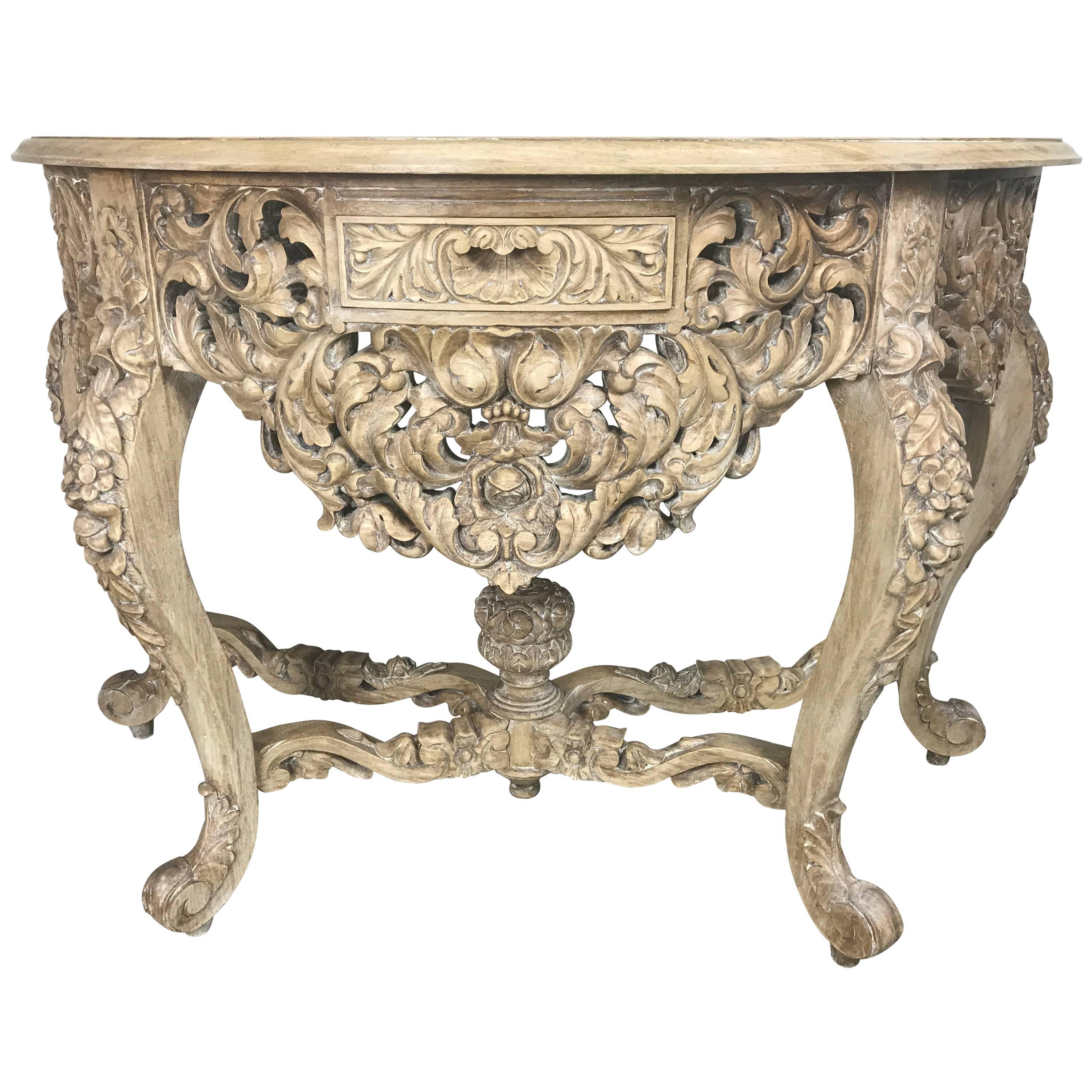 French Rococo Style Console with Centre Drawer, circa 1900
