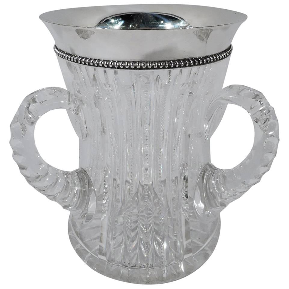 American Brilliant-Cut Glass and Sterling Silver Loving Cup by Wilcox
