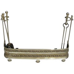 English Brass Rope Fire Fender with Original Tools and Holders, Circa 1810