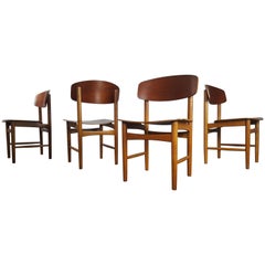 Model 122 Teak and Oak Dining Chairs by Børge Mogensen for Søborg, 1960s