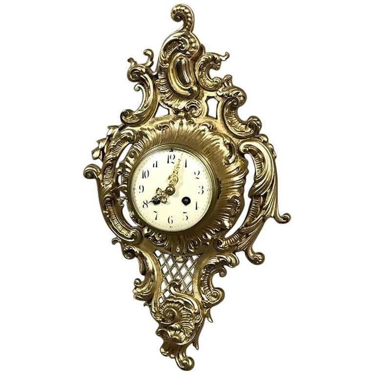 Antique French Louis XV Bronze Wall Clock or Cartel For Sale at 1stDibs
