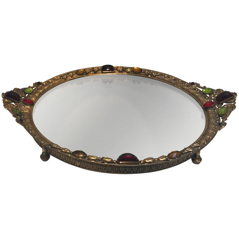 French Jewelry Mirror Dresser Tray For Sale at 1stDibs