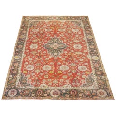 Red 1910s Vintage Cotton Agra Rug