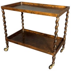 1930s Belgian Turned Spiral-Leg Mahogany Drinks Trolley