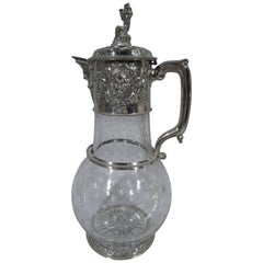 Very Large Antique English Sterling Silver and Crystal Decanter