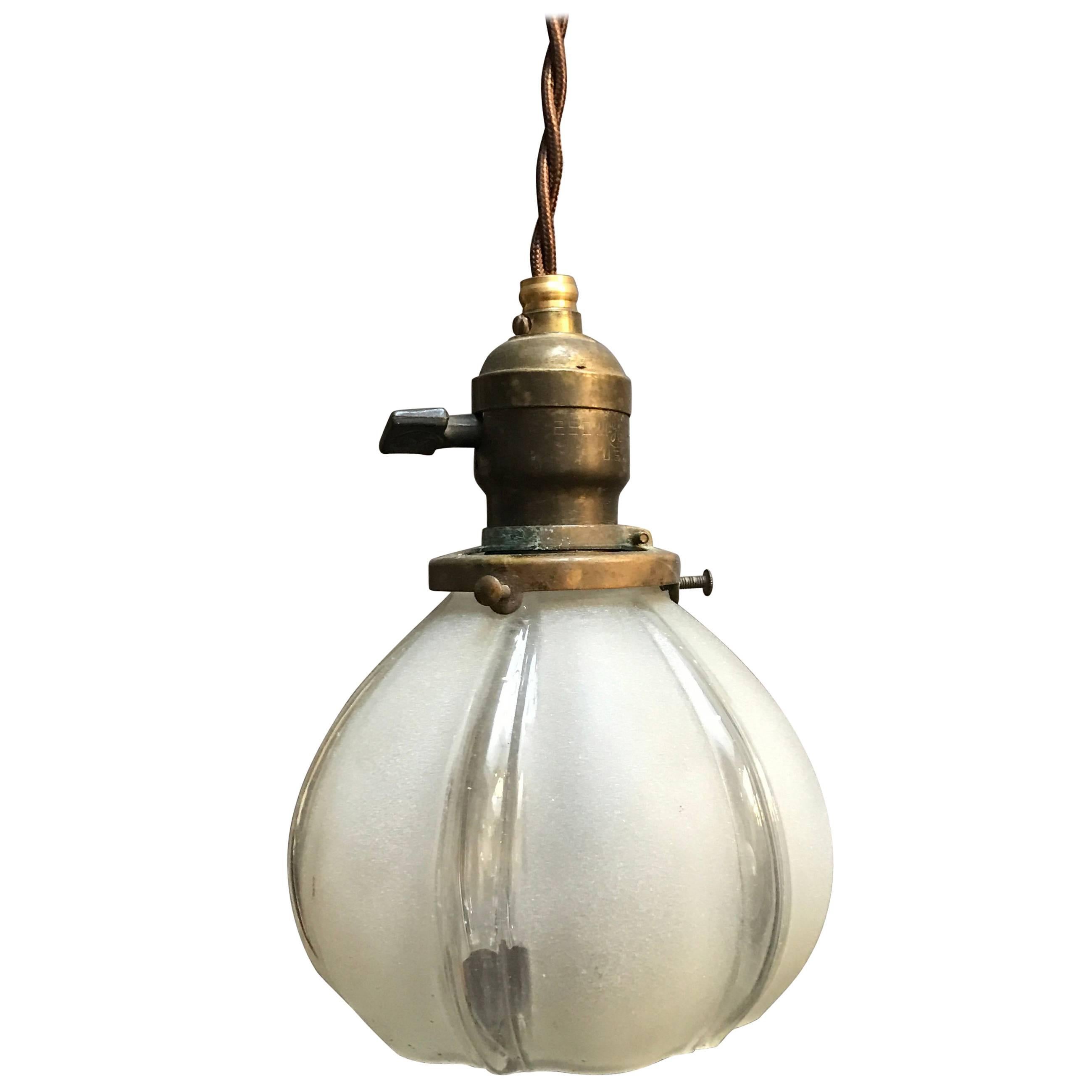 Open Frosted and Clear Fluted Petal Pendant Light