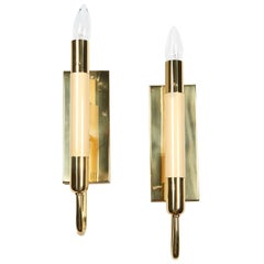 Vintage 1950 Italian Ivory Resin and Brass Sconces