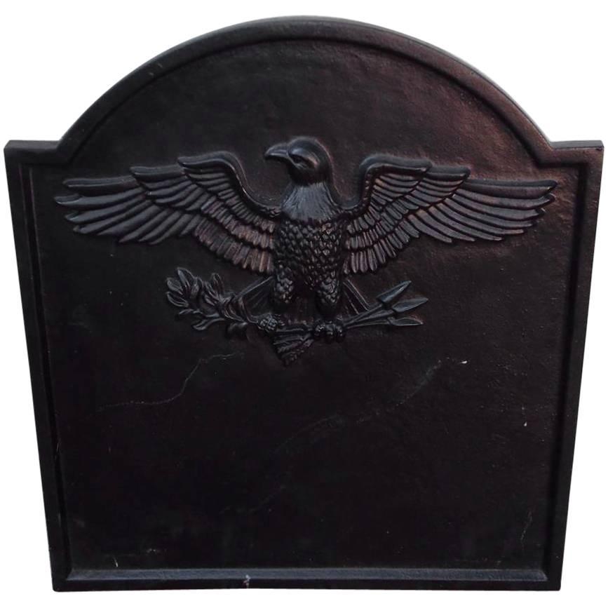 American Federal Cast Iron and Painted Eagle Fire Back, Circa 1820