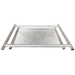 Italian Rectangular Tray with Spiral Silver Frame, 1960s
