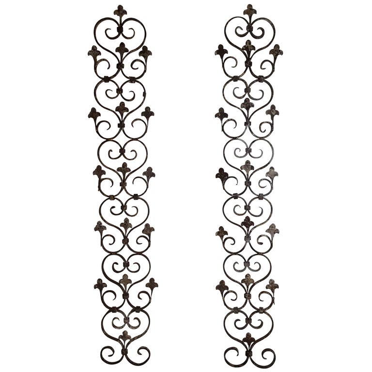 Pair of Wrought Iron Wall Hanging For Sale at 1stDibs