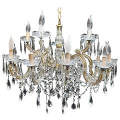 Elegant 1940s Crystal Chandelier in Maria Theresa Style