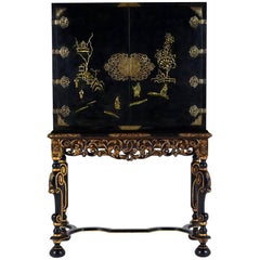 Antique Chinoiserie-Style Ebonized Dry Bar