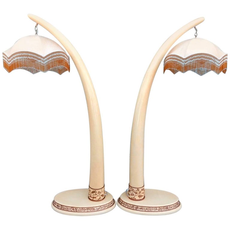 Pair Of Art Deco Faux Elephant Tusk Floor Lamps For Sale At 1stdibs