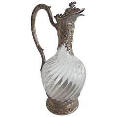 French Sterling and Crystal "Aiguière" Claret Jug, circa 1880