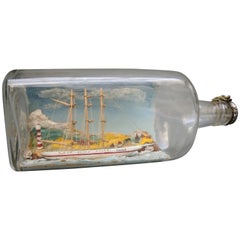 Retro English Diorama Ship in a Gin Bottle