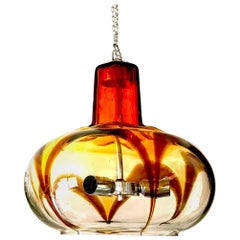 Mazzega mid-century Murano pendant glass hamber 35 cm italian, 1970