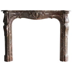 Antique Marble Fireplace, style of Louis XV, kind of marble is Rance
