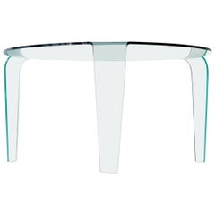 Table à manger en verre Roche Bobois d'une seule pièce à trois pieds Design Classic