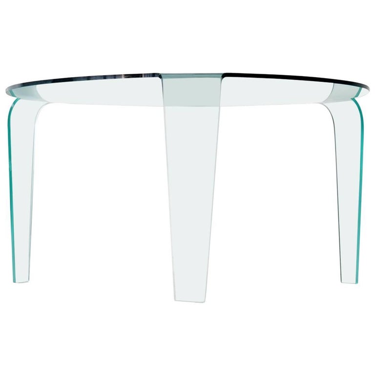 Roche Bobois Glass Dining Table From One Piece Three Legs Design Classic At 1stdibs