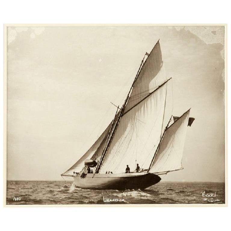 Yacht Leander, Early Silver Photographic Print by Beken of Cowes For Sale