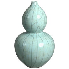 19th Century Celadon Crackle Glazed Porcelain Gourd Vase