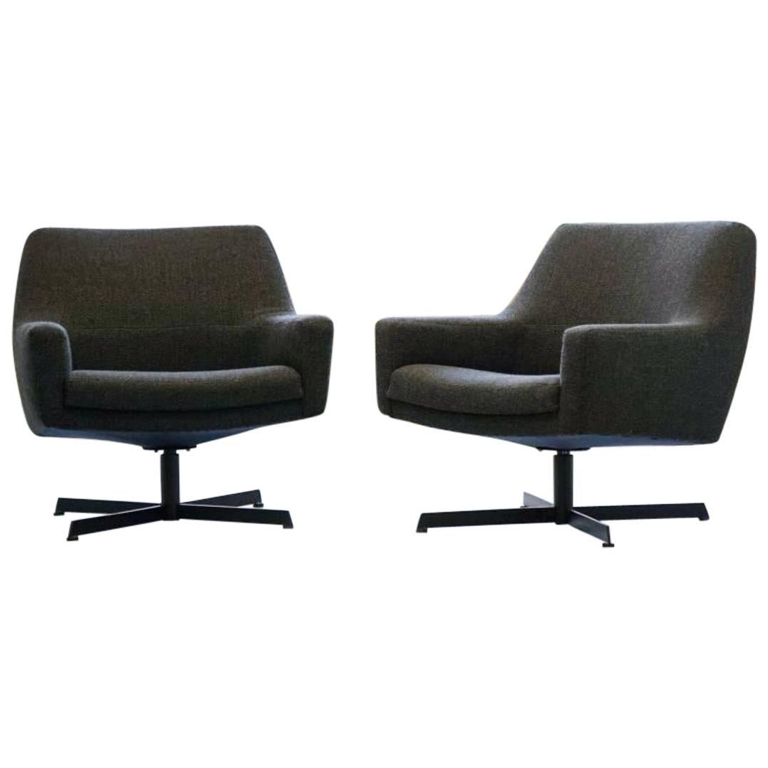 Set of Two Early Dieter Wäckerlin Waeckerlin Armchair Lounge Easy Swivel Chair