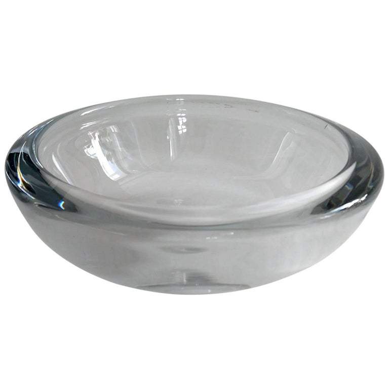 Midcentury Handmade Swedish Crystal Bowl For Sale at 1stDibs