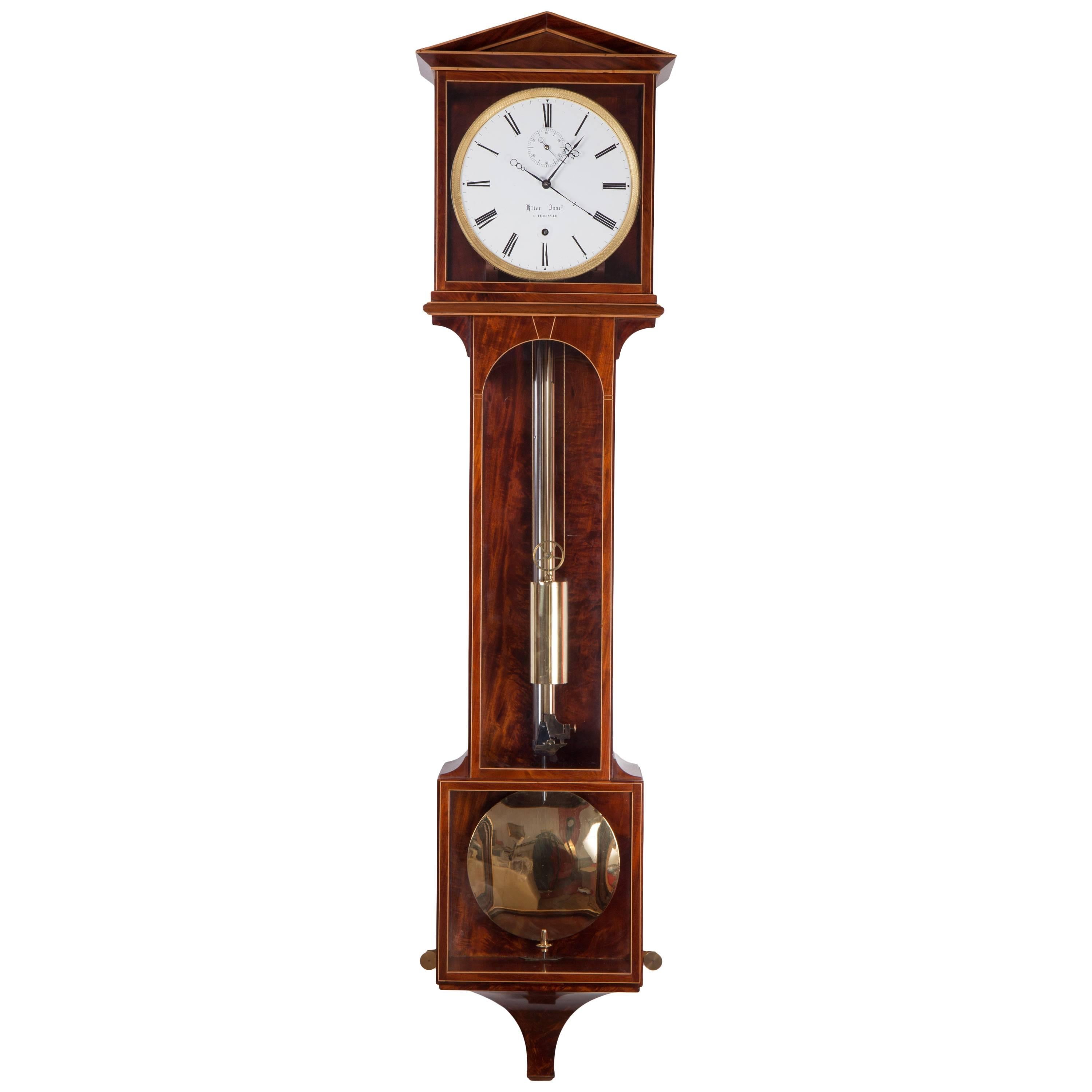 Regulator Laterndl clock by Josef Klier in Temesvar, circa 1830 For Sale