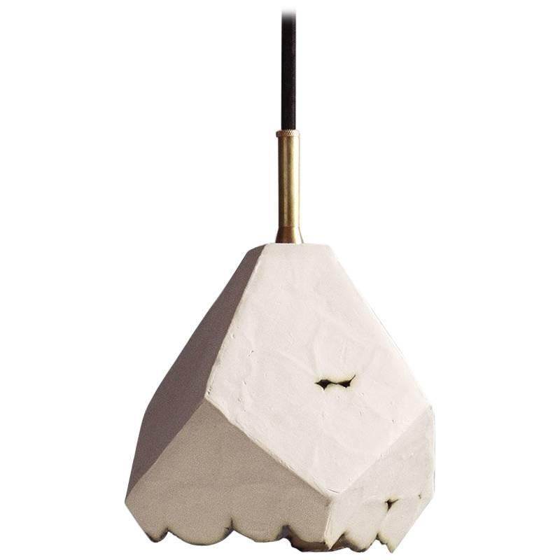 Relic - Large Geometric White Porcelain and Brass Modern Pendant Light For Sale
