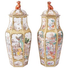 Large Pair of 18th Century Mandarin Vases