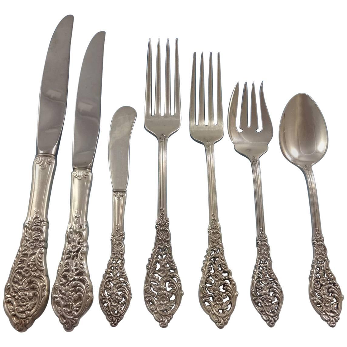 Juego de Cubiertos de Plata de Ley Florentine Lace by Reed & Barton, 8 Servicios, 57 Piezas en venta